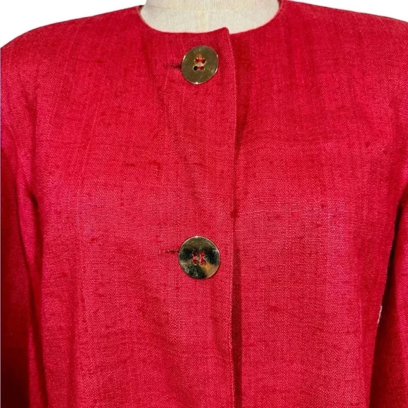 Gianfranco Ferre Vintage Raw Silk Gold Button Oversized Power Blazer Sz:38/US8 - Picture 3 of 15